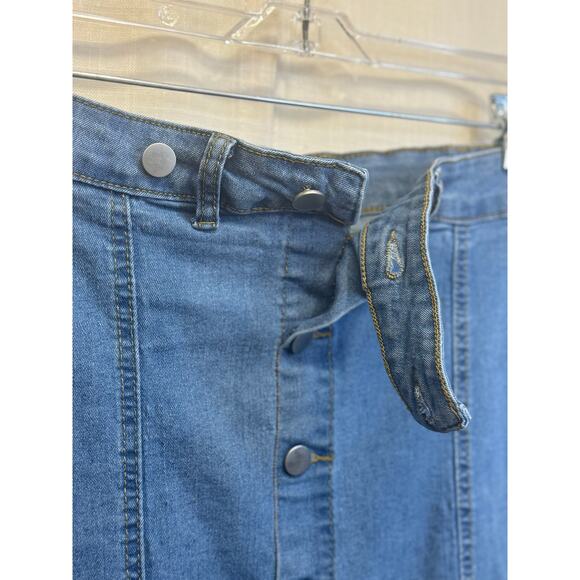 Women's 1XL button down stretchy jean pencil skirt - Picture 7 of 10